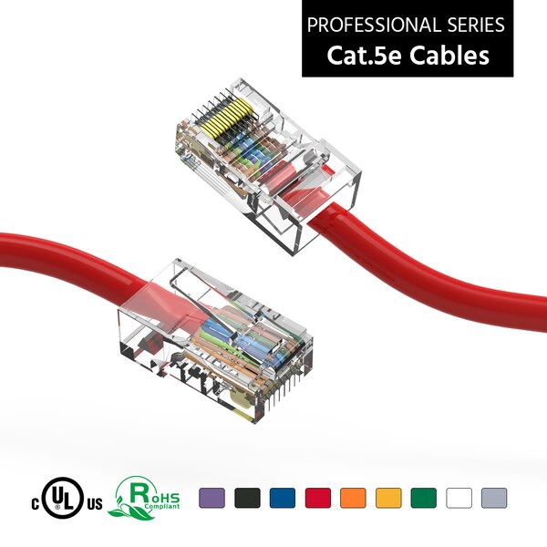 CAT5E UTP Ethernet Network Non Booted Cable- 6ft- Red